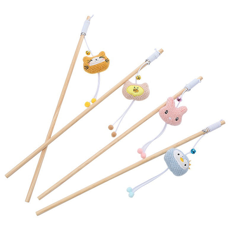 Cat Teaser wooden stick animal friend series wand 40cm stick pet toy string