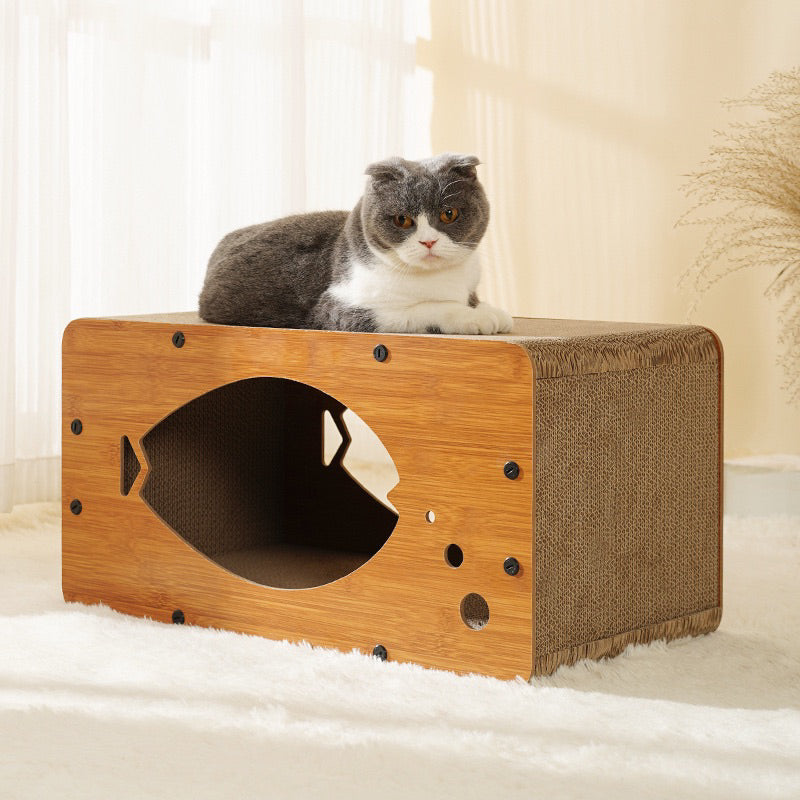 MeowFairy bubble 🫧 fish cat scratcher house double deck