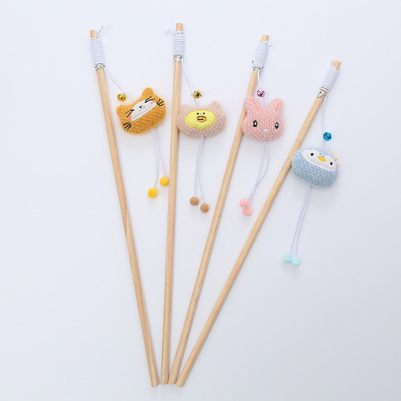 Cat Teaser wooden stick animal friend series wand 40cm stick pet toy string