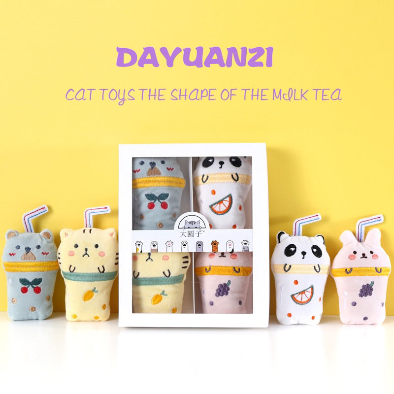 Dayuanzi Bubble Tea Milk Cat Bitting Pet Toy Catnip Catmint Ball Chaser