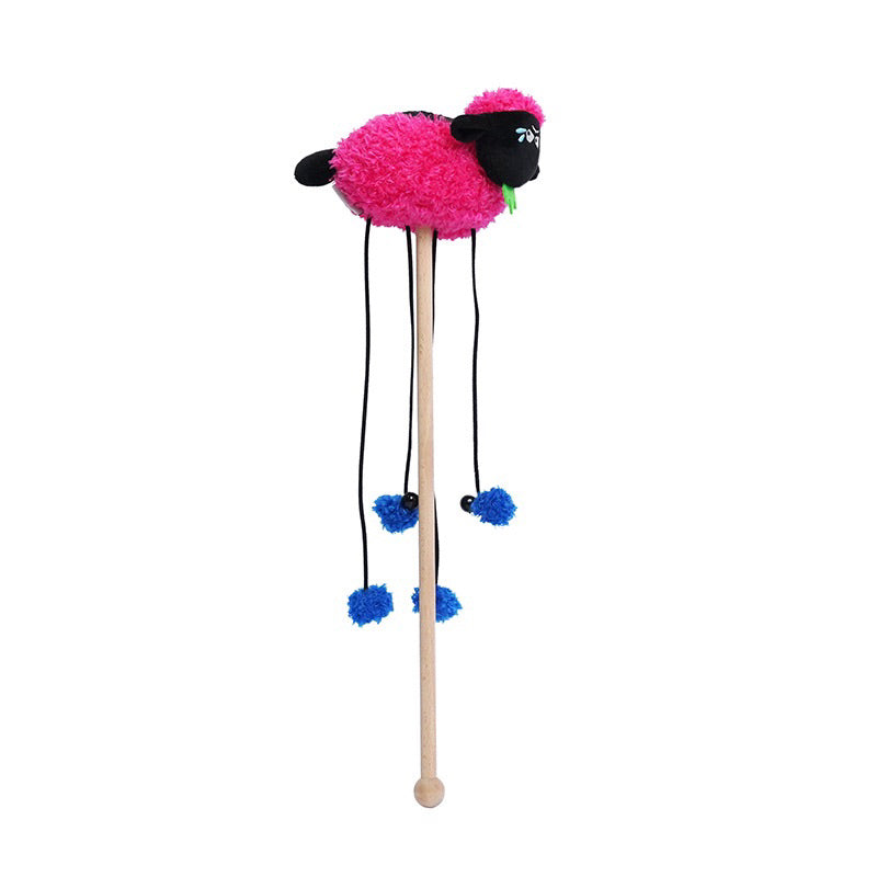 Zeze Cat teaser sheep lamb 🐑 wood stick wand pet toy