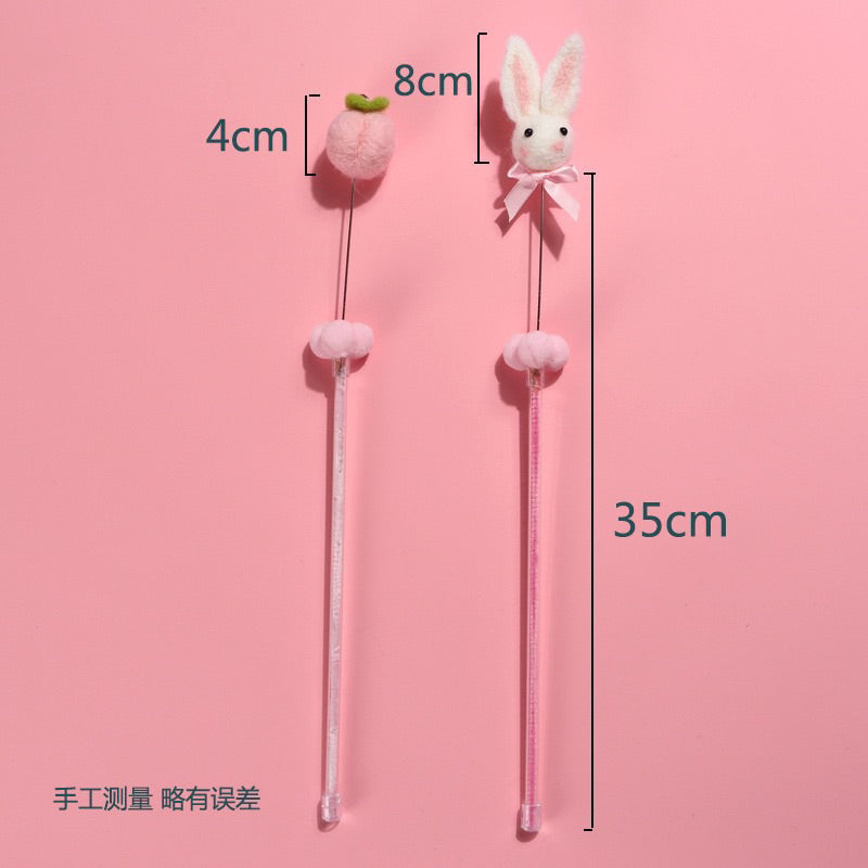 Cat Teaser pet toy Felt interactive toy wand stick with bell 40cm