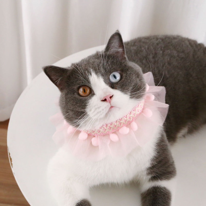 Cat Necklace hand made fur ball pet dog collar neck accessories