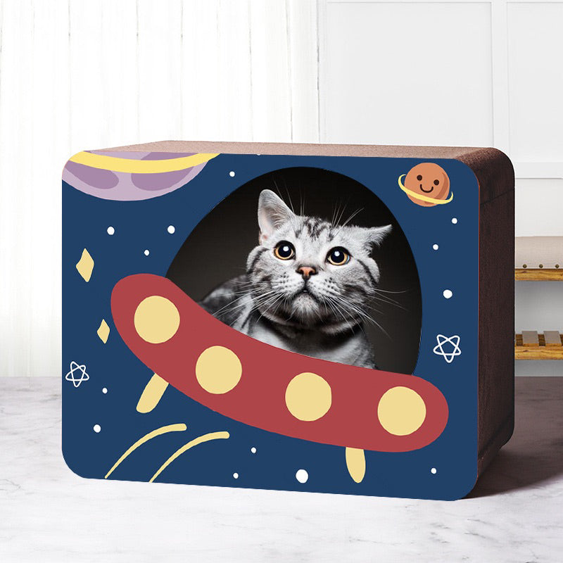 Cat Scrarch Box Board Scratcher Camera Radio House Pet Room