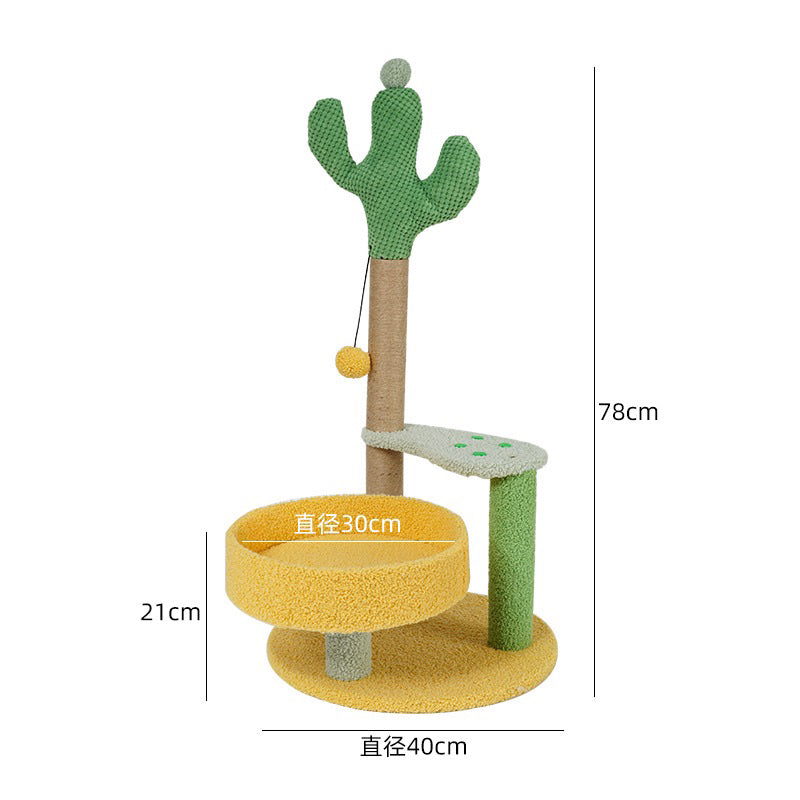 MeowFairy upgrade cactus 🌵 cat tree scratch post scratcher pet toy with bed