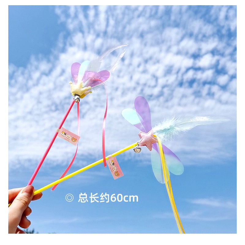 Cat Teaser Colorful feather crown and star pet toy wand stick chaser