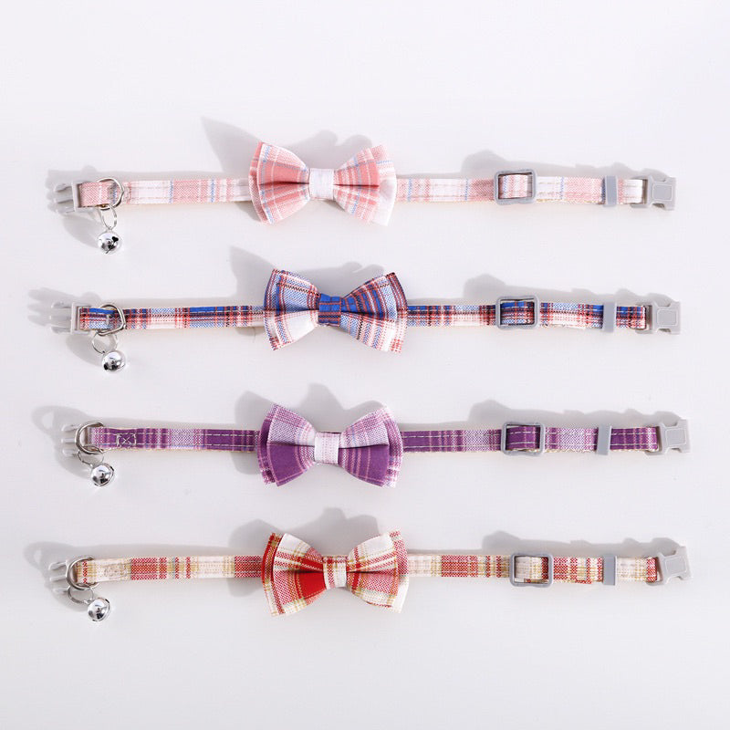 Pet Bow Tie cat dog grid design cravat collar necklace neck accessories