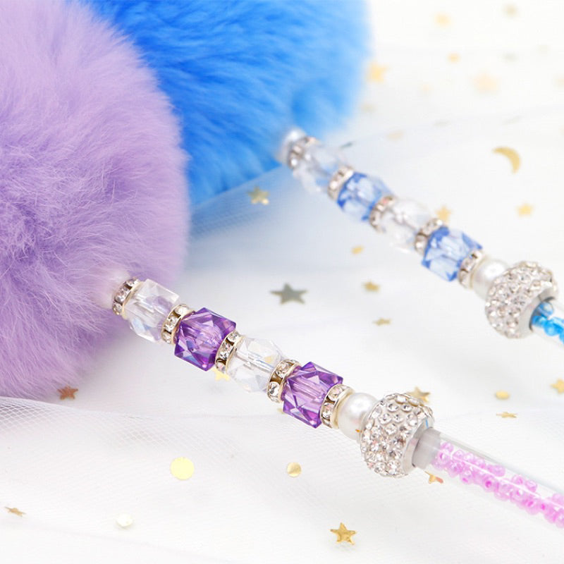Cat Teaser Rex Rabbit Fur Fluffy Ball Chaser Stick Wand