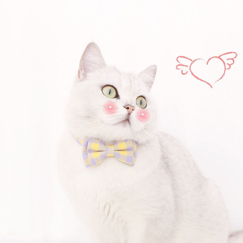 Pet Bow Tie cat dog grid design cravat collar necklace neck accessories
