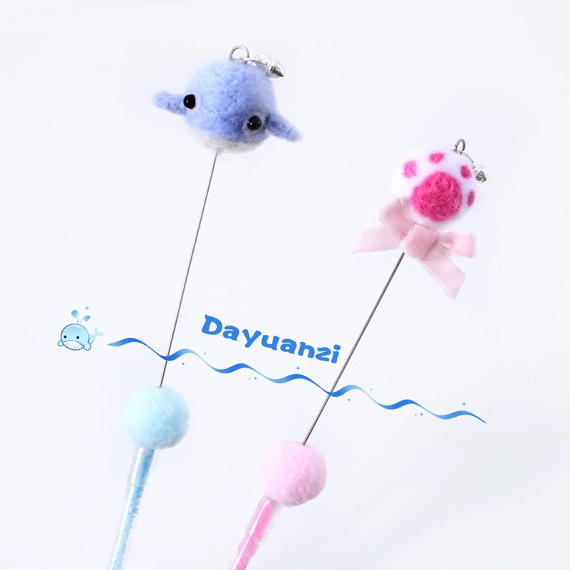 Cat Teaser pet toy Felt interactive toy wand stick with bell 40cm