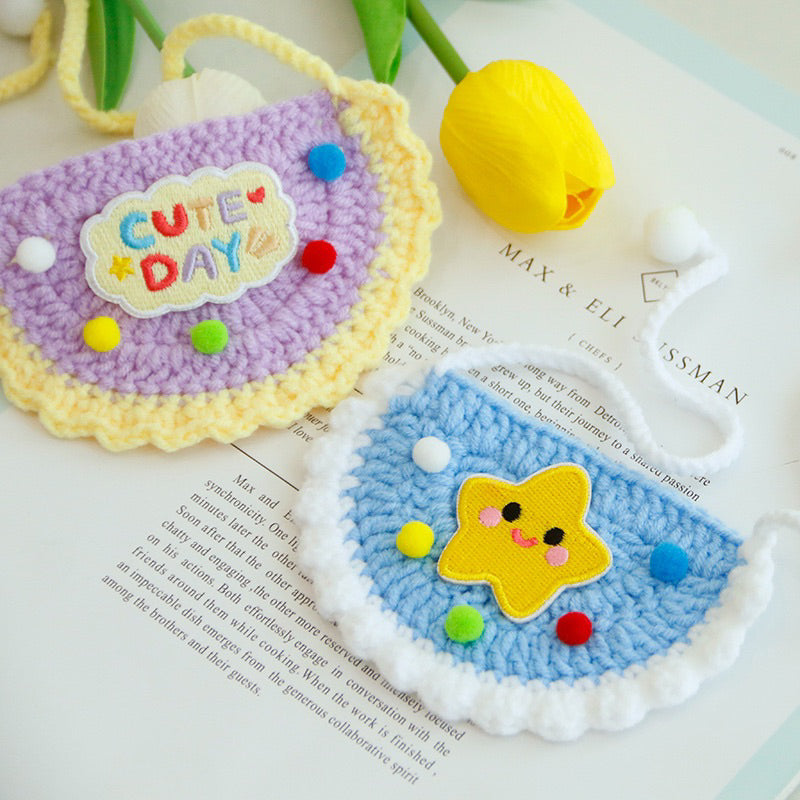 Cat Collar Napkin Cute Days Star Knits Pet Dog Neck Accessories Necklace