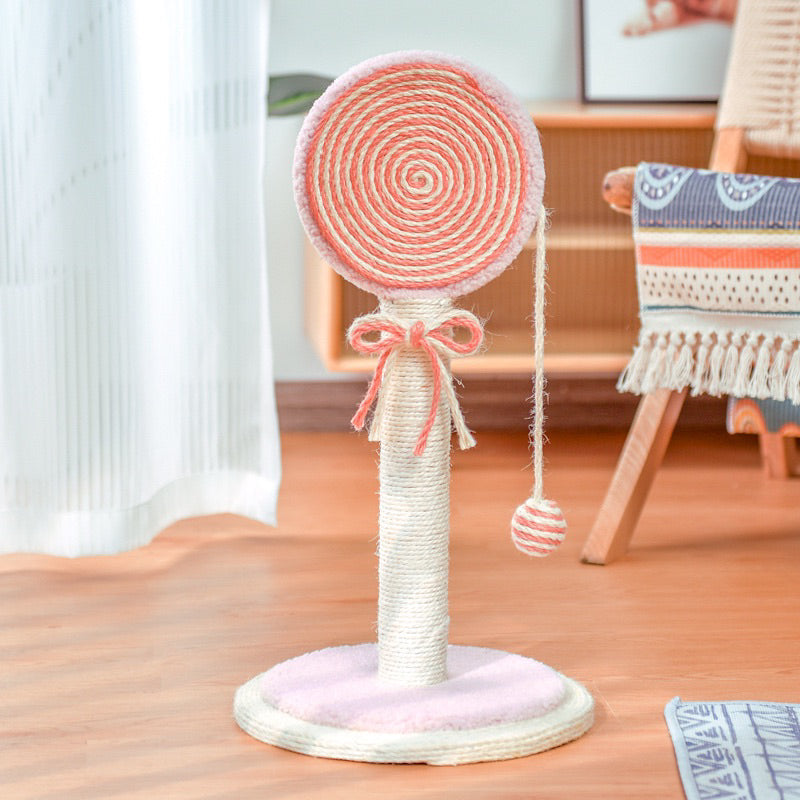 Cat Scratcher post pole lollipop 🍭 sisal rope scratch Pet toy
