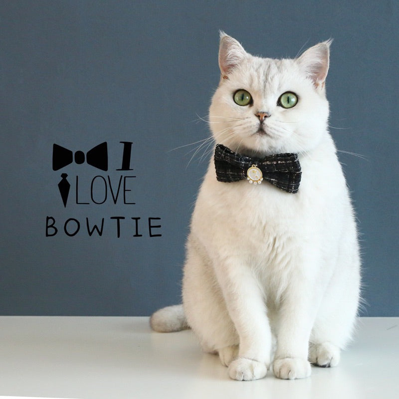 Cat bowtie bow tie grid design dog pet collar necklace accessories