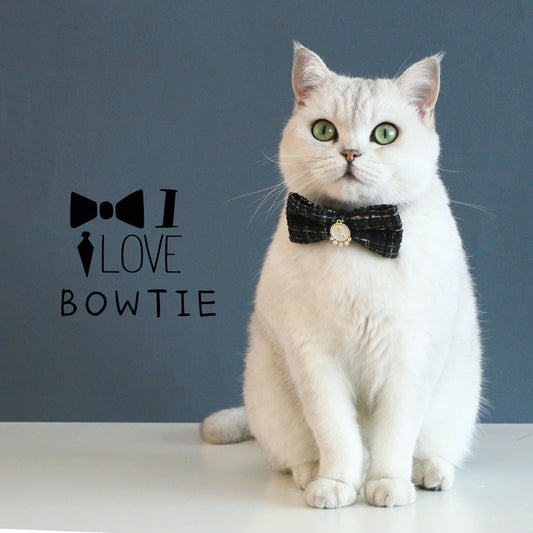 Cat bowtie bow tie grid design dog pet collar necklace accessories