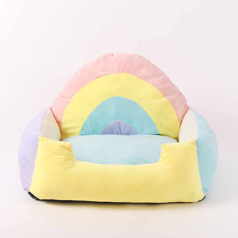 Rainbow cradle bed sofa for cat pet dog soft warm sleep pad