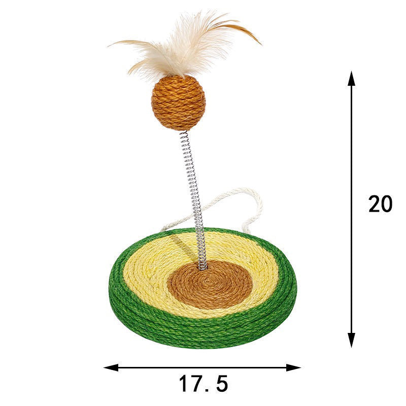 Zeze sisal cat scratcher scratch board pet toy spring teaser ball hanging catnip feather toy