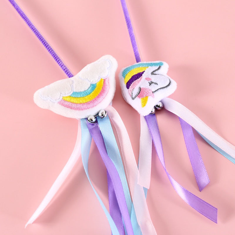 Rainbow and Unicorn Cat teaser Pet toy stick wand