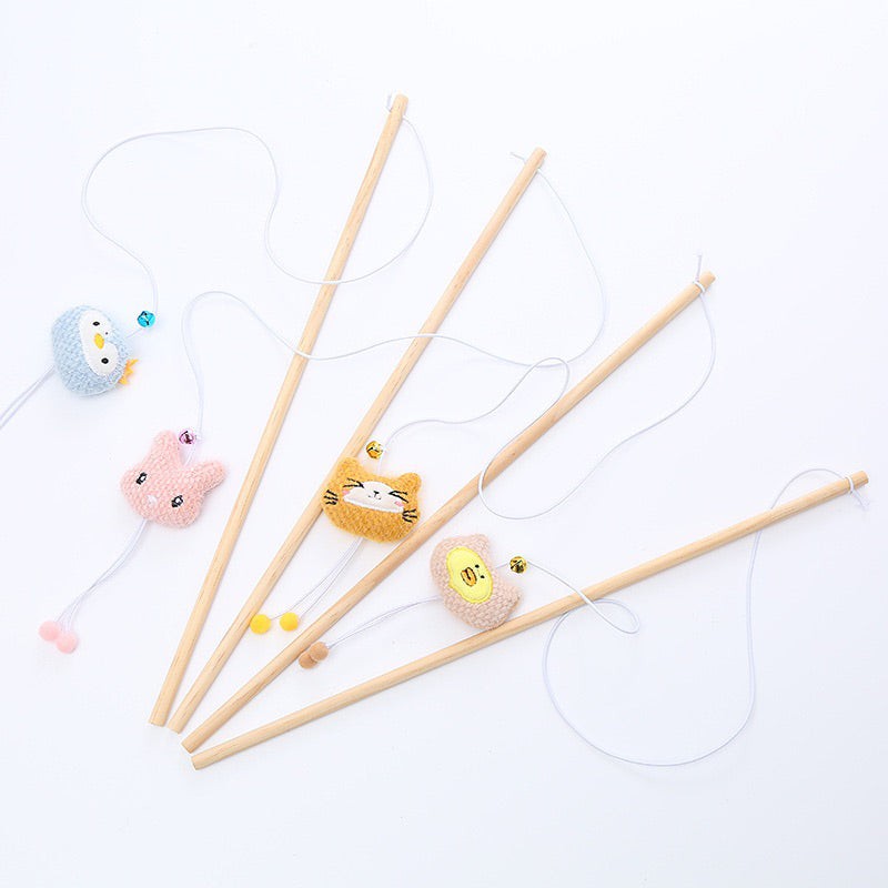 Cat Teaser wooden stick animal friend series wand 40cm stick pet toy string