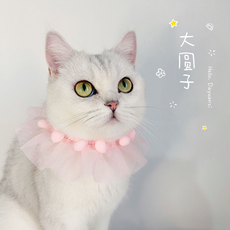 Cat Necklace hand made fur ball pet dog collar neck accessories
