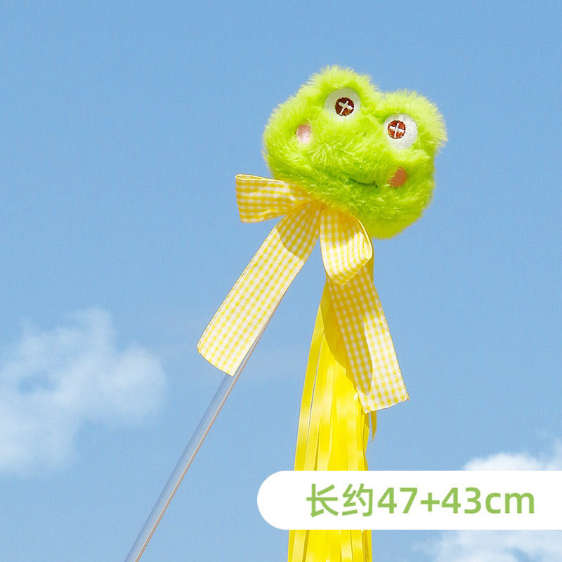 Fluffy Zoo Friend Cat Teaser with Blinking Tassel Pet Toy Chaser Stick