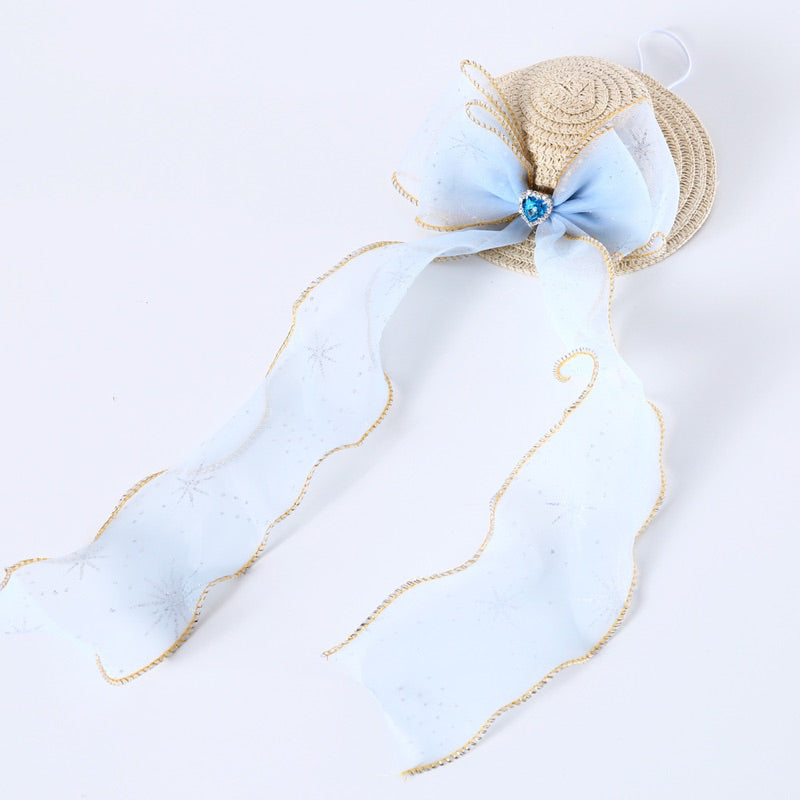 Cat hat 👒 retro straw hats pet dog accessories bow tie