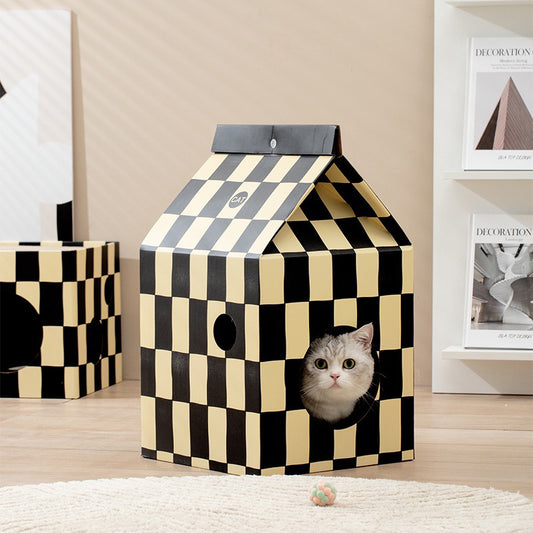Classic Milk Box Cat Scratcher Pad Scratch Board Pet House Bed
