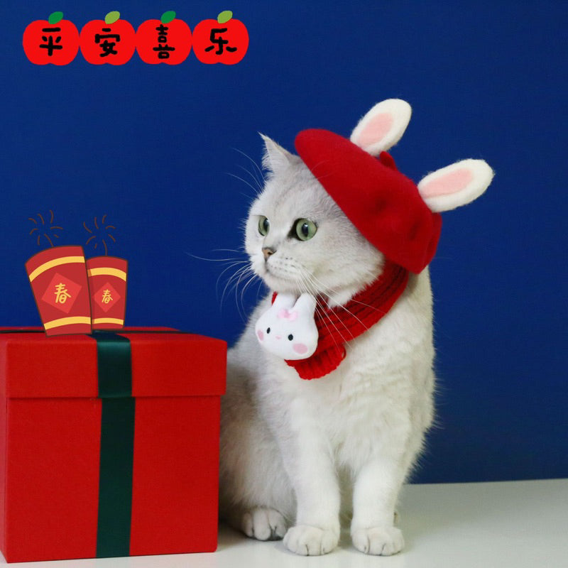 Cat hat Beret Beret’s hat Pet Necklace accessories