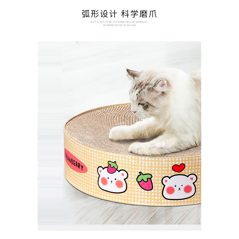 Grid Simple Round Cat Scratcher 37cm Classic Scratch Board Pet Bed Toy