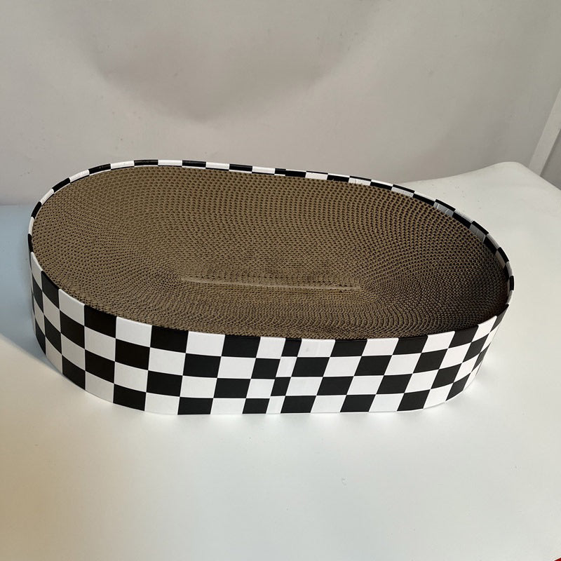 Oval Classic Grid Cat Scratcher Ellipse Cat Scratch Board Bed Pet Toy