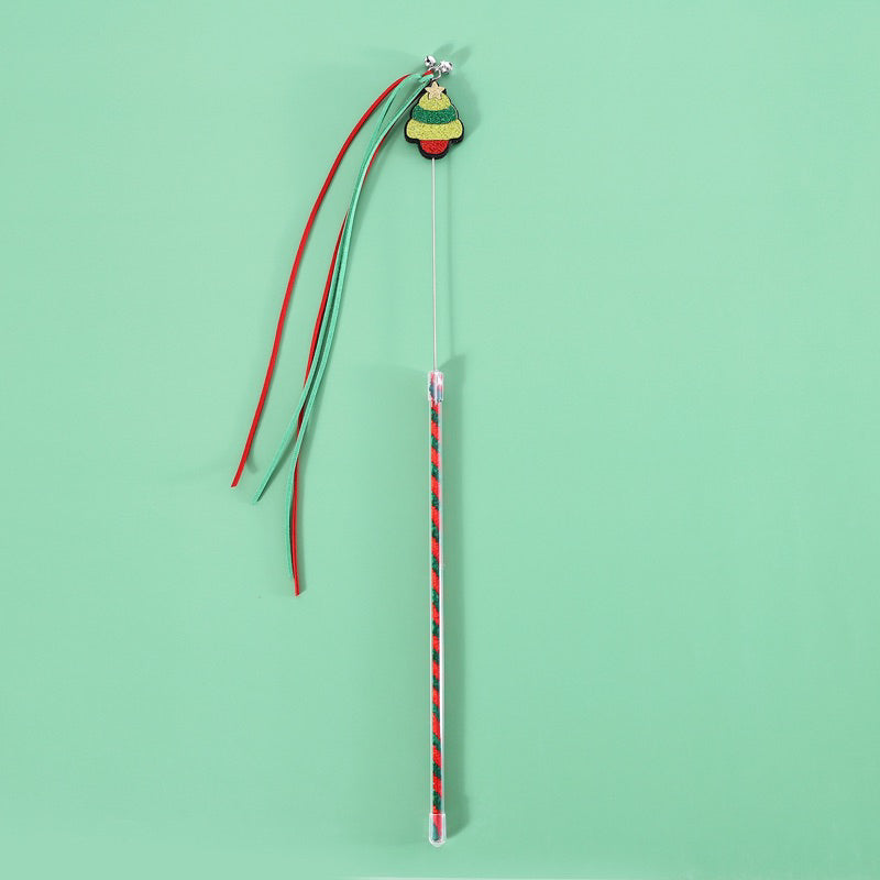 Christmas theme cat teaser pet toy chaser stick wand