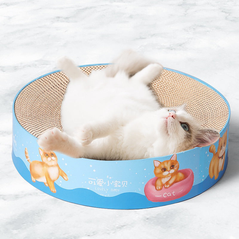 Grid Simple Round Cat Scratcher 37cm Classic Scratch Board Pet Bed Toy