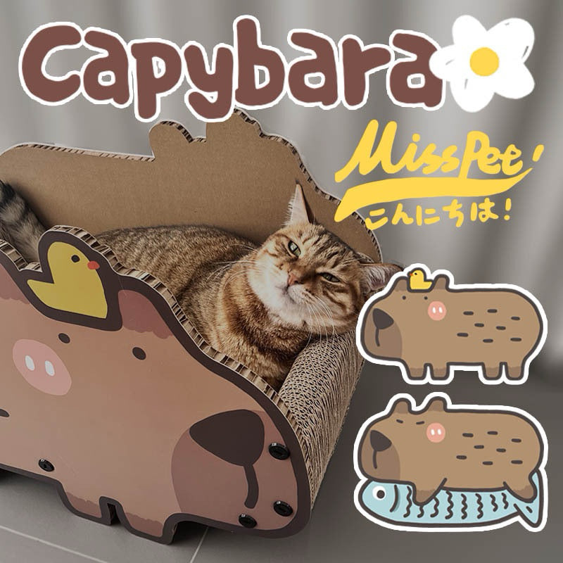 Misspet Capybara Cat Scratcher House Bed Cardboard Cat Condo Pet Toy