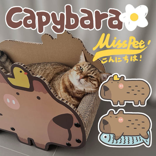 Misspet Capybara Cat Scratcher House Bed Cardboard Cat Condo Pet Toy