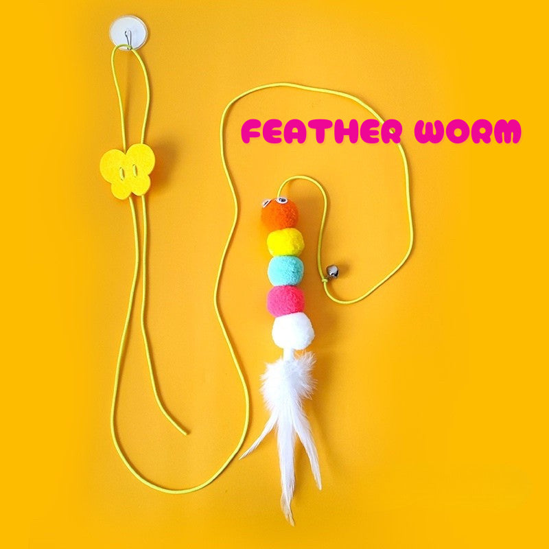 Cat teaser with suction pad hook hanging stick auto bouncing pet toy