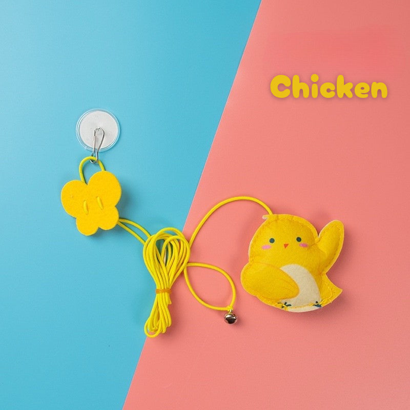 Cat teaser with suction pad hook hanging stick auto bouncing pet toy