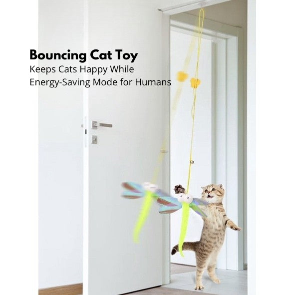 Cat teaser with suction pad hook hanging stick auto bouncing pet toy