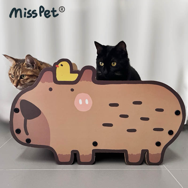 Misspet Capybara Cat Scratcher House Bed Cardboard Cat Condo Pet Toy