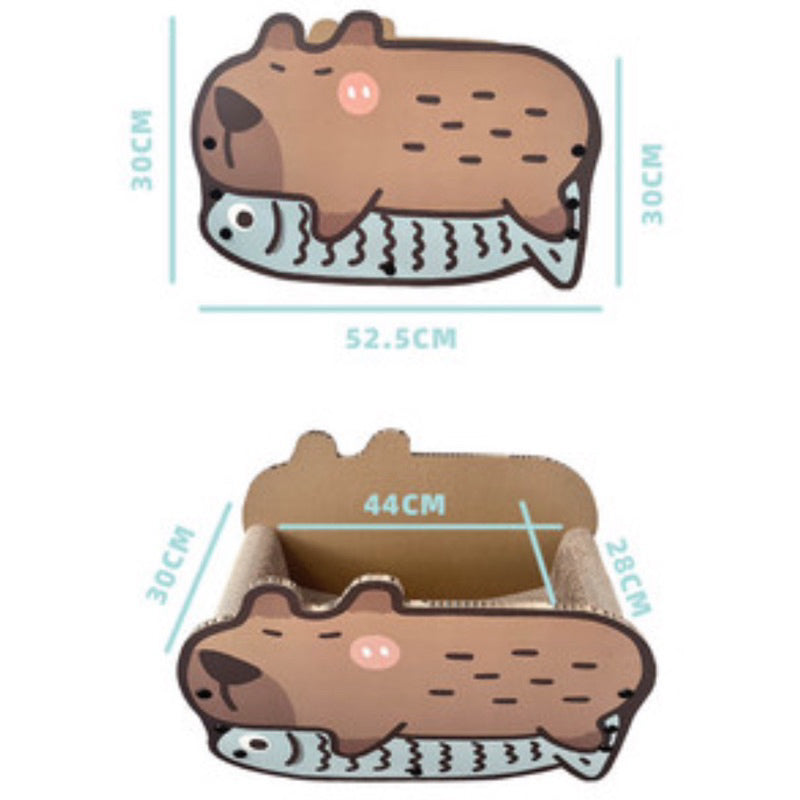 Misspet Capybara Cat Scratcher House Bed Cardboard Cat Condo Pet Toy