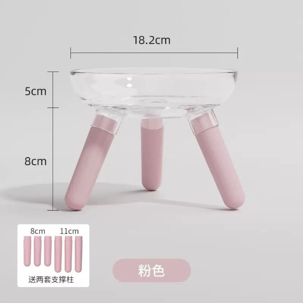 Clear Pet Bowl for Cat and Dog High Stand Feeder