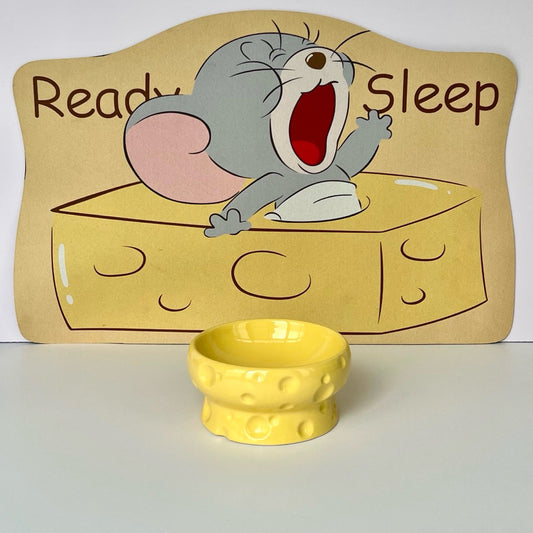 Pet Cheese Bowl Ceramic Feeder for Cat Dog Tall Stand Water Bowl