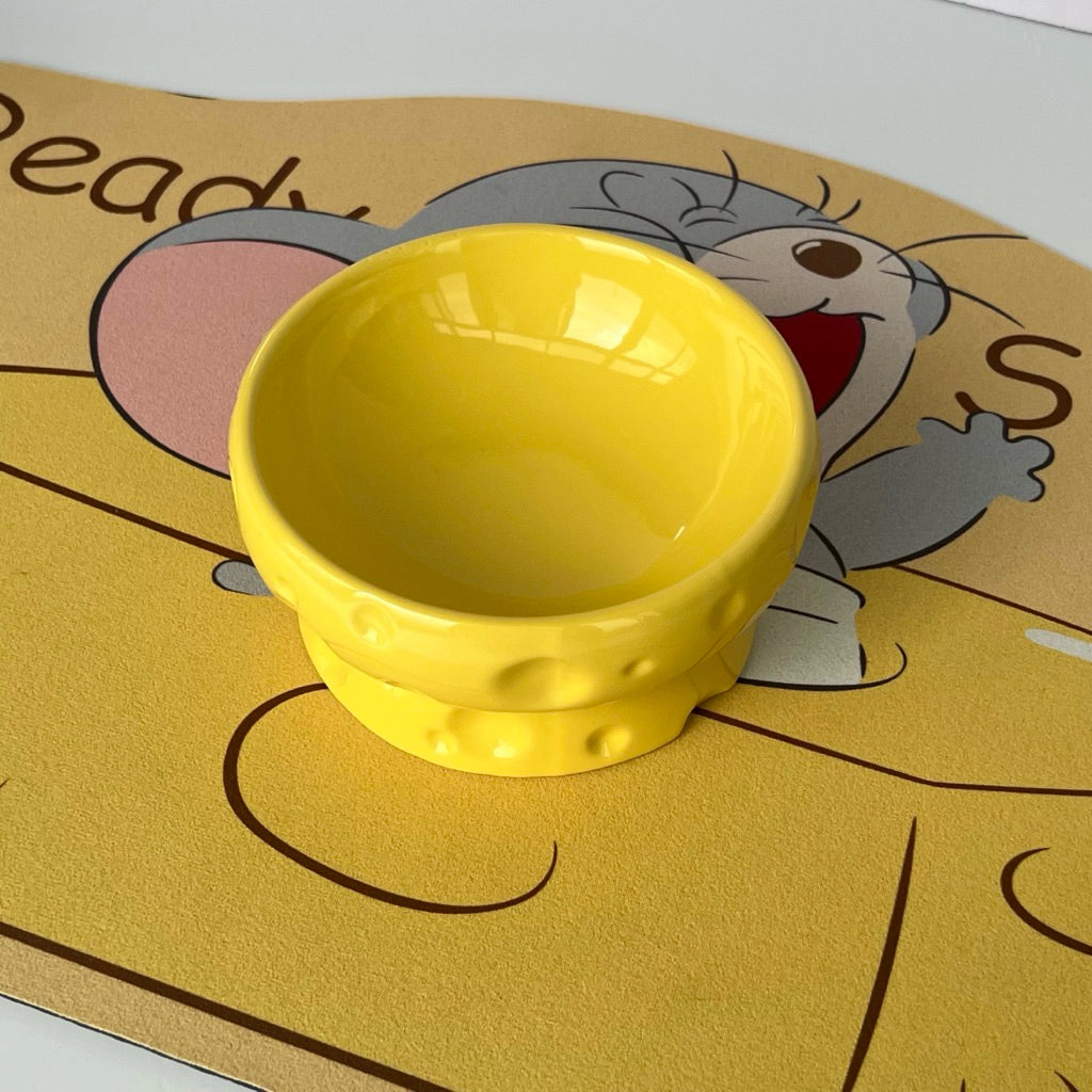Pet Cheese Bowl Ceramic Feeder for Cat Dog Tall Stand Water Bowl