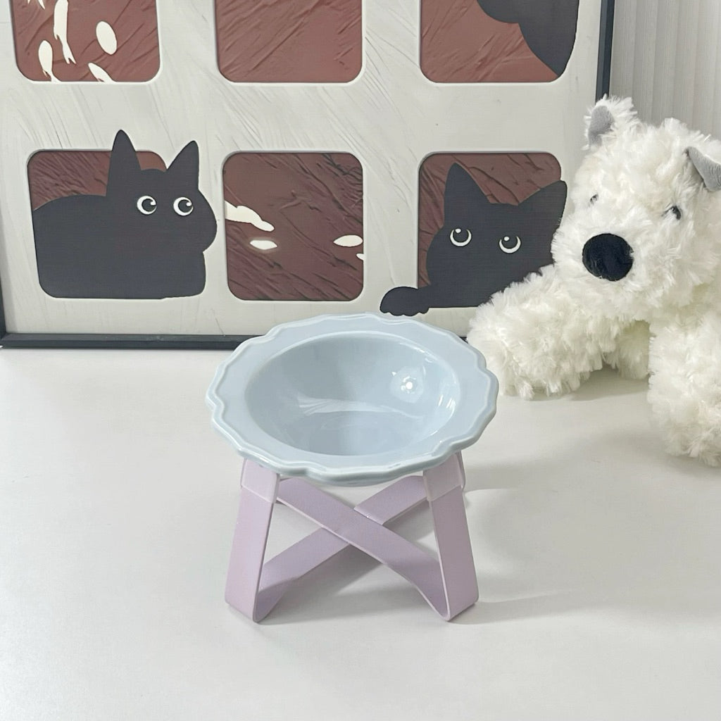Flower Pet Bowl Ceramic Laciness Cat Dog Feeder