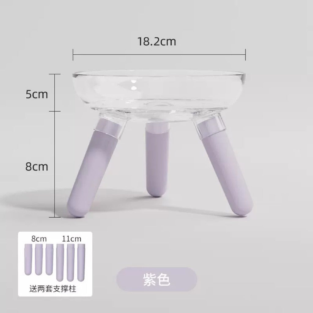 Clear Pet Bowl for Cat and Dog High Stand Feeder