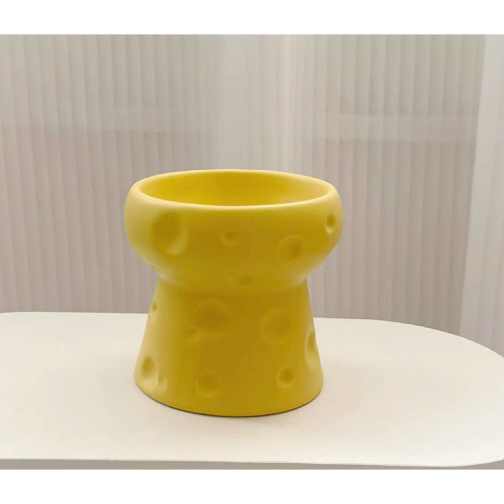 Pet Cheese Bowl Ceramic Feeder for Cat Dog Tall Stand Water Bowl
