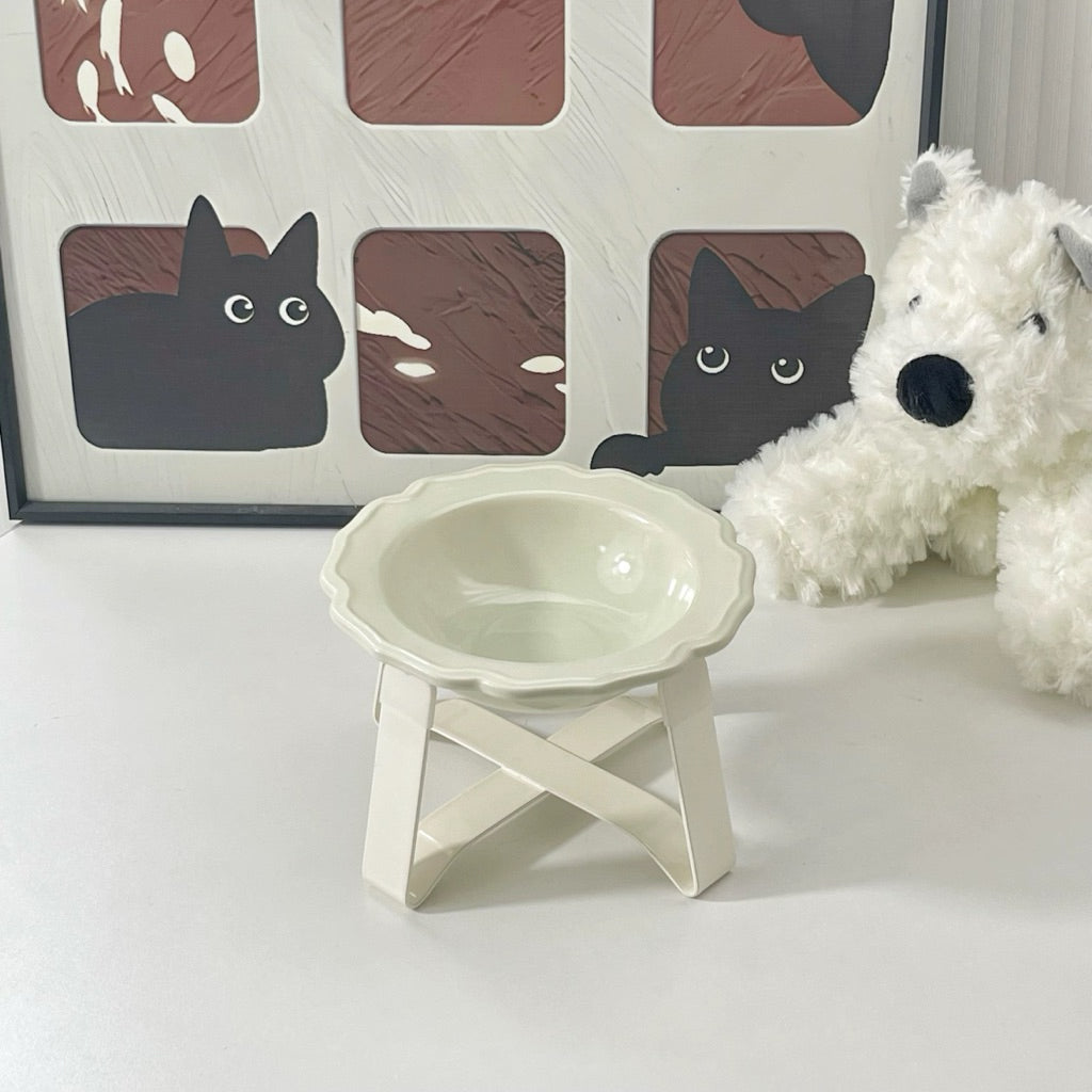 Flower Pet Bowl Ceramic Laciness Cat Dog Feeder