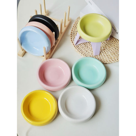 Metal Bowl Stand and Ceramic Bowl for Pet Tall Feeding Set for Cat Dog