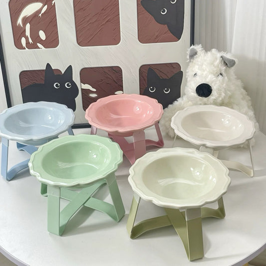 Flower Pet Bowl Ceramic Laciness Cat Dog Feeder