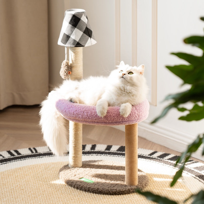 MewooFun Table Lamp Double Cat Climbing Post Scratcher Tree Pet Toy