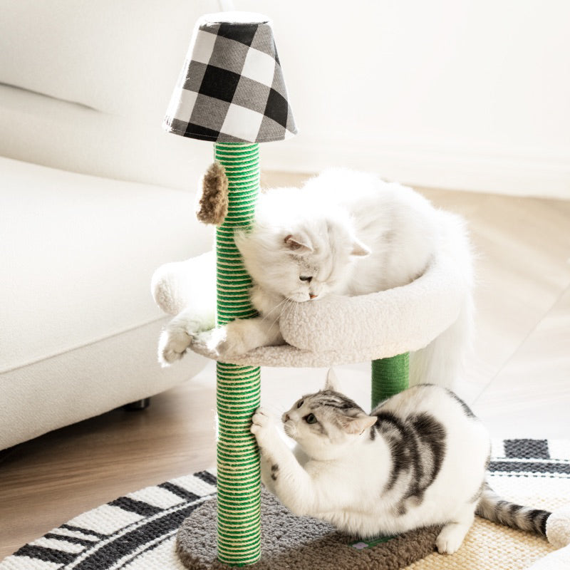 MewooFun Table Lamp Double Cat Climbing Post Scratcher Tree Pet Toy