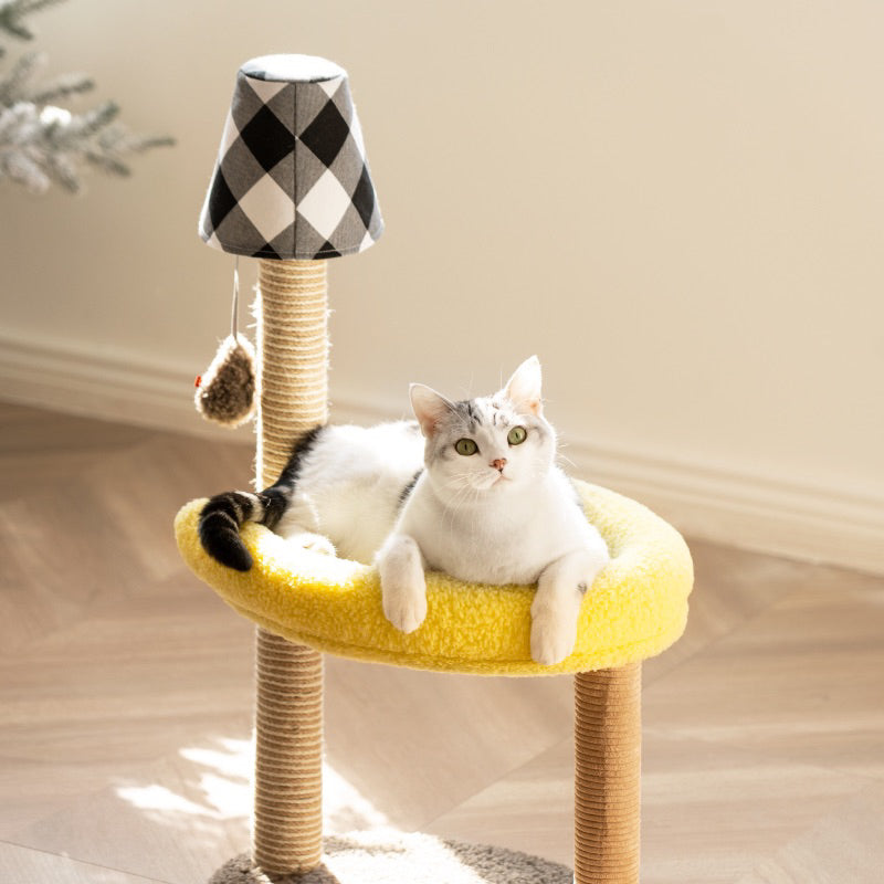 MewooFun Table Lamp Double Cat Climbing Post Scratcher Tree Pet Toy
